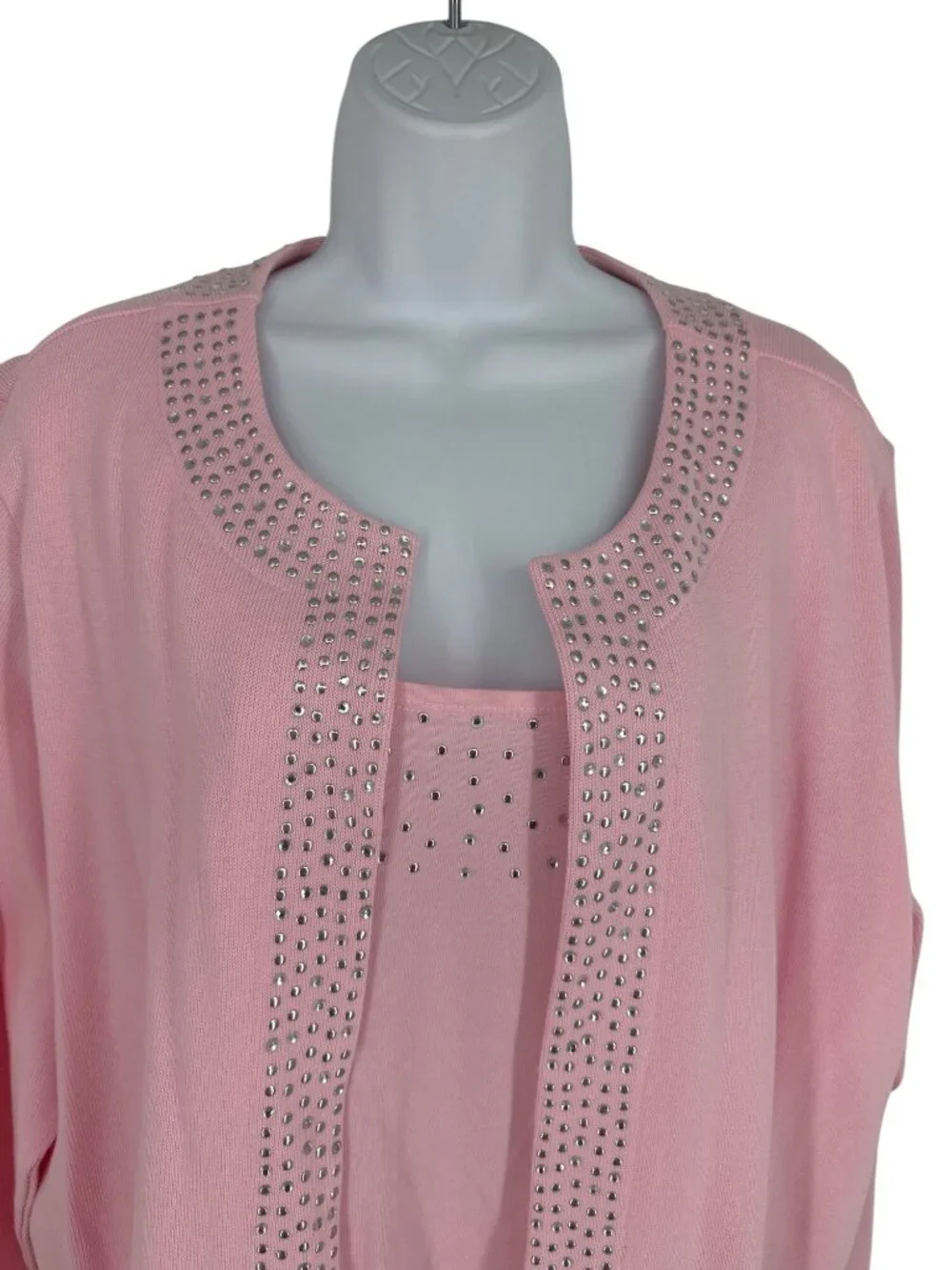 Quacker Factory Jewel Neck Embellished Duet Top Women's Size 2X